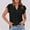 Black, variant on ALLLIST V Neck Womens Tops Black Short Sleeve Shirts Ruffle Solid Casual Blouse Women's Clothing