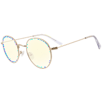 FLOWER by Drew Blue Light Computer Glasses, Marigold Frame, Pyrite Gold