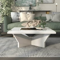 Furniture of America Duall Square Black Glass Top and White Wood Coffee Table