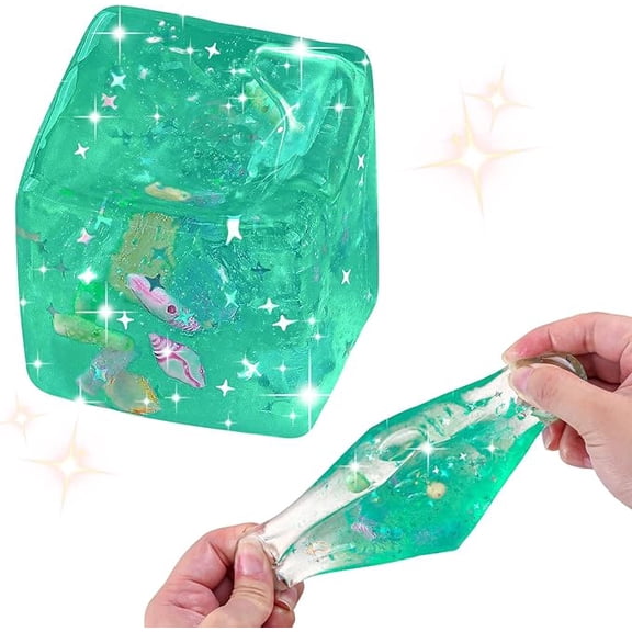 Squishy Squishy Cube Figurine Stress Reliever for Adults, 1.77 Inch Realistic Tactile Sensory Gadget for Office Pressure and Workplace Anxiety, 1 Pack