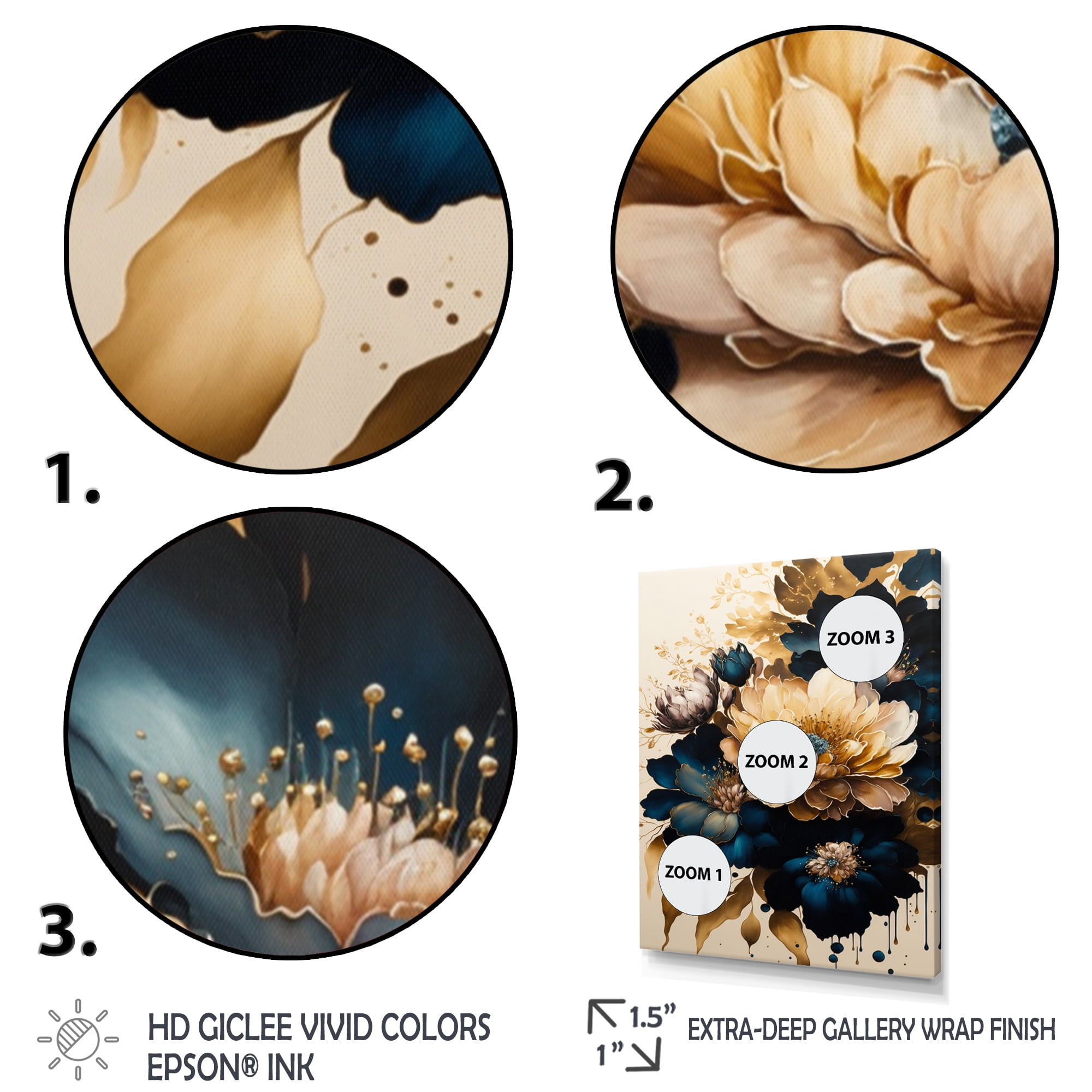 Designart Blue And Gold Dahlia Bunch III Canvas Wall Art