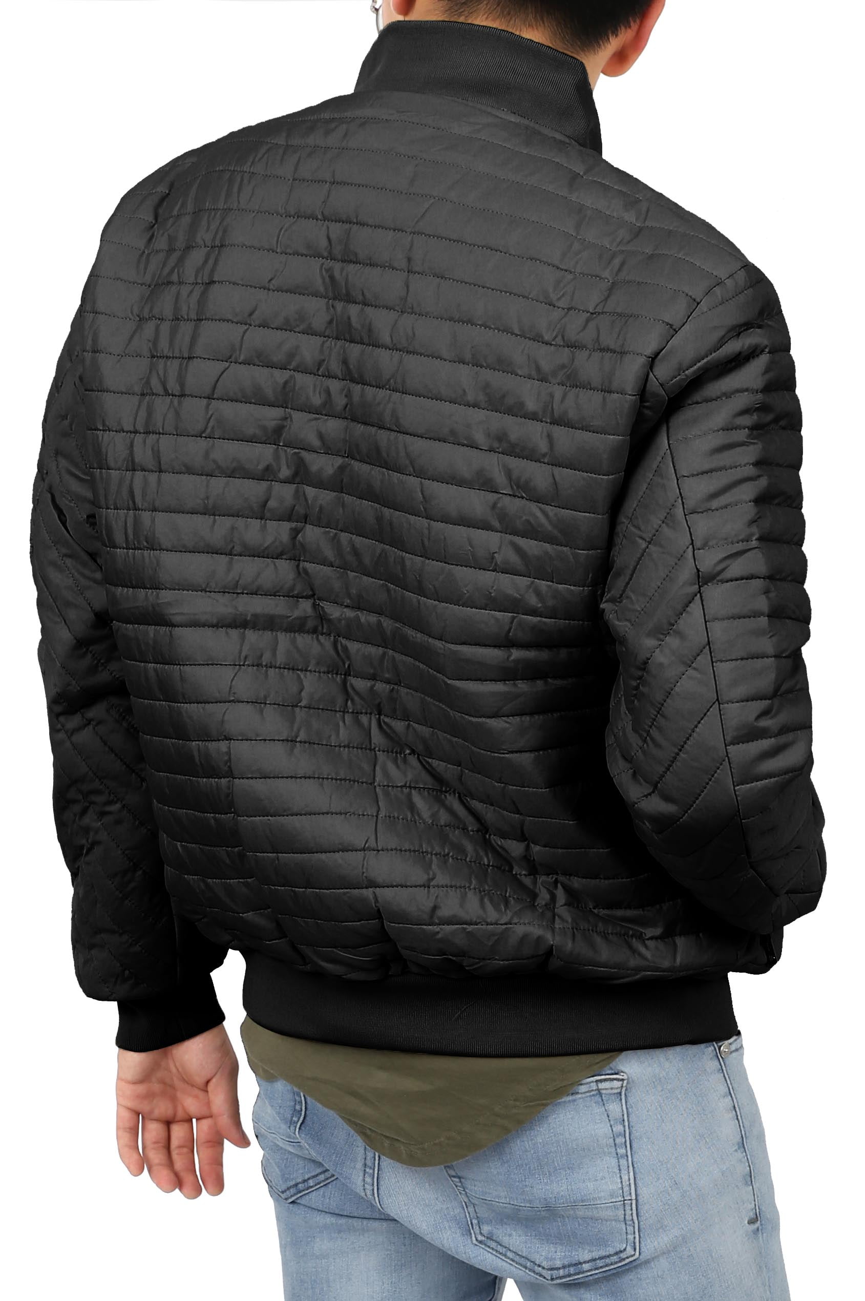 Ma Croix Mens Padded Jackets Quilted Puffer Faux PU Leather Biker Outerwear