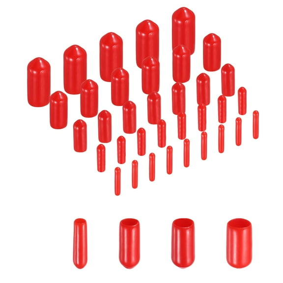 Uxcell 50Pcs Round Rubber End Caps Protective Caps 1.5mm 2mm 3mm 4mm 5mm Red Screw Thread Protectors