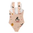 thumbnail image 2 of Girls Ruffled One Piece Swimsuit Summer Beach Vacation Swimwear Tank Swimsuit Palm Trees and Suns Pattern, 2 of 8