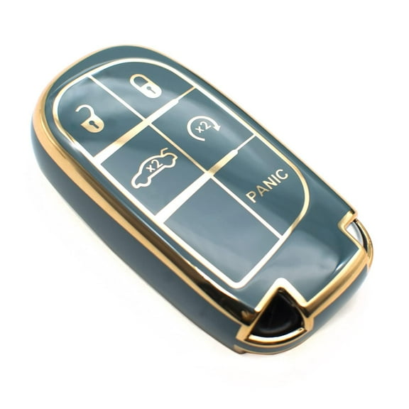 5-Button Soft TPU Key Fob Cover for Jeep Grand Cherokee, Renegade, Chrysler 200/300, Dodge RAM/Durango/Challenger/Journey/Dart, Fiat – Protective Shell & Key Chain Included