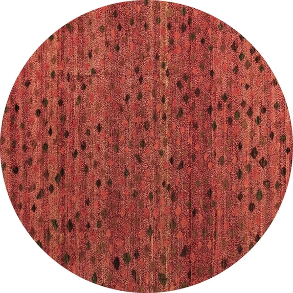 Ahgly Company Indoor Round Abstract Brown Modern Area Rugs, 4' Round