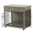 Pefilos 38" Wooden Dog Crate Furniture, Dog Kennel with Drawer, Indoor