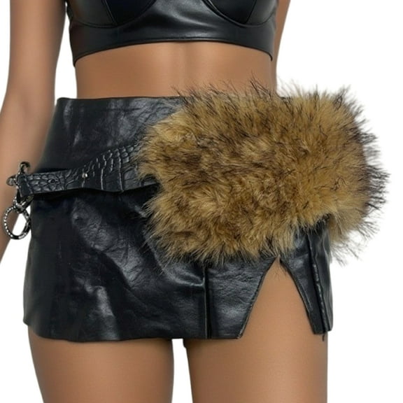 Jesscasday Cool Faux Furs Waist Cincher Belt For Women Daily Wear and Night Club Dressingup