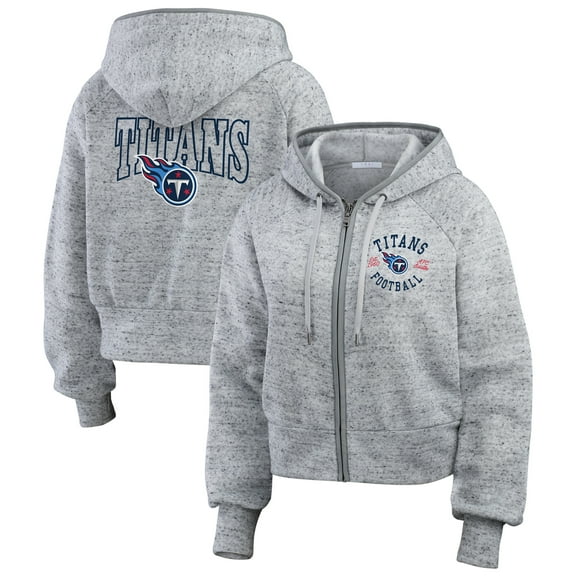 Women's WEAR by Erin Andrews Heather Gray Tennessee Titans Speckled Fleece Cropped Full-Zip Hoodie