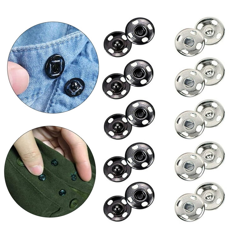 Meetee 10/25/50/75Sets 15mm Stainless Steel Silver Snap Button Fastener 201  Tool Kit Four-button Press Buckle DIY GarmentFitting