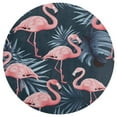 thumbnail image 3 of Flamingo Pattern Soft Bedroom Round Area Rug, Washable Cute Nursery Circle Throw Mat, Non-Slip Contemporary Small Low Pile Floor Carpet for Dorm Bedside, 3 of 6