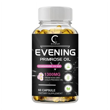 Evening Primrose Oil Capsules | Acids Softgels 1300mg -Promotes Skin & Cardiovascular Health -Non GMO & Gluten Free | 60 Capsule