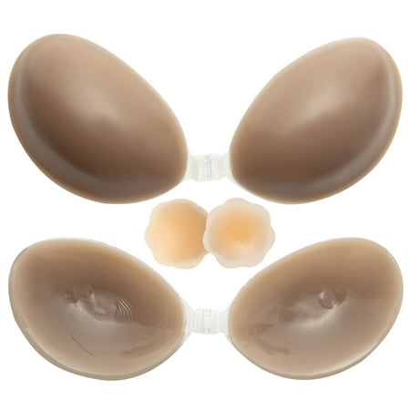 LELINTA Self Adhesive Bra Strapless Sticky Invisible Push up Silicone Bra for Backless Dress with Flower