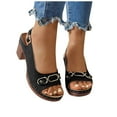 thumbnail image 4 of Viluyesy Chunky Heels Sandals for Womens, Adjustable Strap Slingback Peep Toe Ladies Casual Dress Shallow Pumps Black, 4 of 7