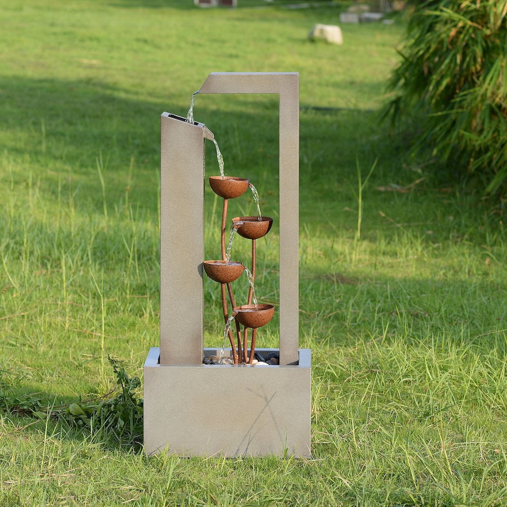Hi-Line Gifts Cascading Cups Outdoor Garden Water Fountain - 38.25"