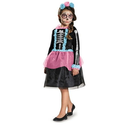 Girls Sweet Skeleton Costume Size Small 4-6X