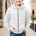 thumbnail image 2 of KAUOD Boys Girls Long Sleeve Hoodie Sweatshirts Full Zip Up Casual Hooded Hoodies Kids Trendy Solid Lightweight Jacket with Pocket, 2 of 9