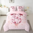 thumbnail image 3 of Castle Fairy Initial Monogrammed 7-Piece Twin Bedding Sets,Pink Bow Bedding Comforter Set,Floral Flower Breathable Sheet Sets,Super Cozy Alphabet Bedroom Decorative, 3 of 8