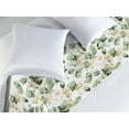 thumbnail image 2 of Leaves Bed Runner, Tropical Eucalyptus Branches Botanical Illustration Repetitive Pattern, Decorative Accent Bedding Scarf for Hotels Homes & Guest Rooms, Queen, Camel Reseda Green White, by Ambesonne, 2 of 3