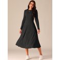 thumbnail image 3 of DARING DIVA Long Sleeve Crew Neck Knit A-Line Midi Dress M Black, 3 of 6