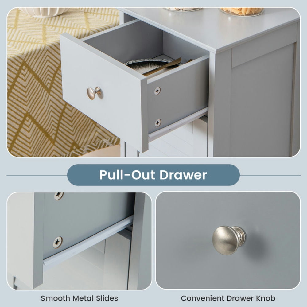 Finihen Bathroom Storage Cabinet, Bathroom Floor Cabinet, Woodern Bathroom Floor Storage Cabinet with Drawer and Shutter Door, for Bathroom, Living Room, Bedroom, Kitchen, Gray