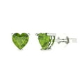 thumbnail image 2 of 1.0 Ct Heart Cut Studs Green Natural Peridot 18K White Solid Solid Gold Everyday Dainty Earrings Push Back, 2 of 7