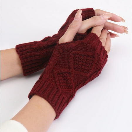 

EQWLJWE Women s Winter Fingerless Thermal Gloves Knitted Gloves With Thumb Holes Gloves Holiday Clearance