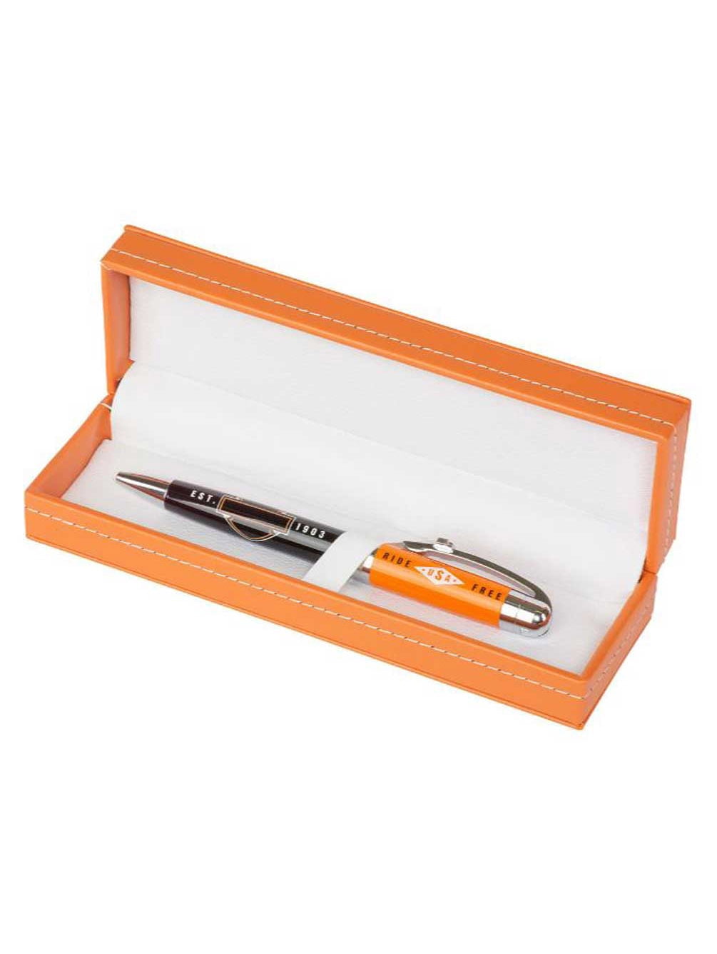 Harley-Davidson Ride Free Black Ink Pen w/ Orange Gift Box - Orange HDL-20115, Harley Davidson