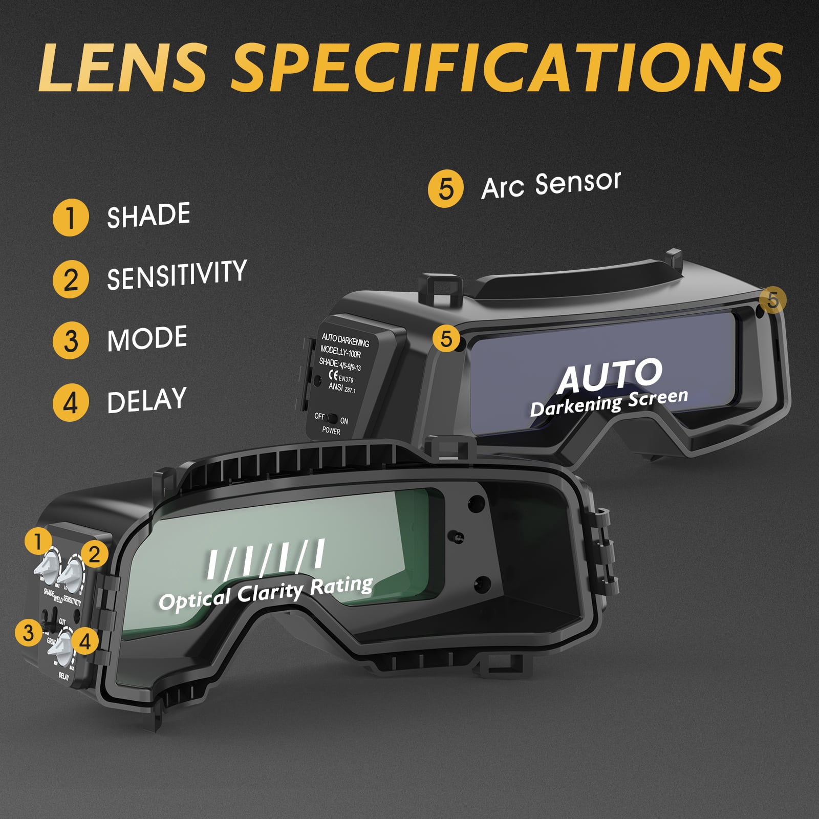 TOOLIOM Welding Goggles Auto Darkening True Color Detachable Face Shield
