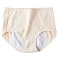 thumbnail image 4 of 3 Pack Period Underwear for Women Leak Proof Cotton Panties Soft Menstrual Panties Mid Waist Briefs Full Coverage Briefs for Teen Girl Ribbed Underpants M-XL, 4 of 5