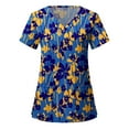 thumbnail image 1 of DPTALR Blouse à Manches Courtes Col en V pour Femmes avec Poches Imprimées, 1 of 5