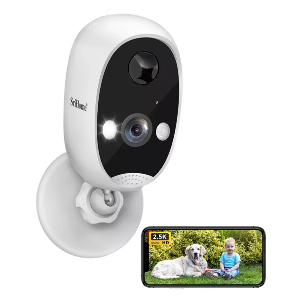 Srihome Cámara Seguridad Wifi Hd 2.5k Con Batería Recargable Color Blanco