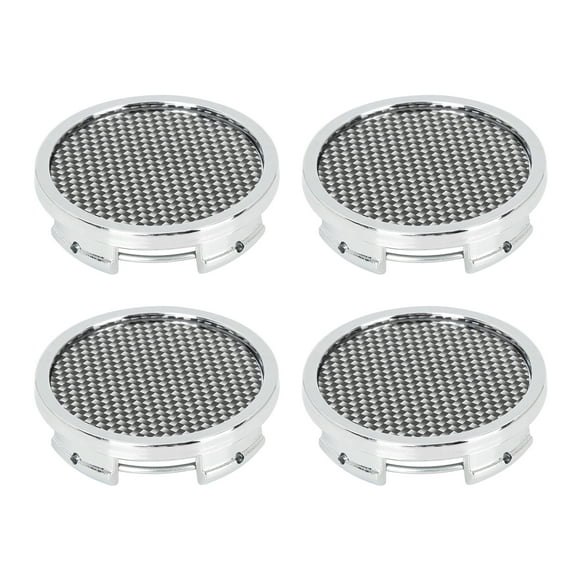 Unique Bargains 4 Pcs 57mm 4 Crampons Ton Argent Embouts Centraux de Roue de Voiture Motif Fibre de Carbone