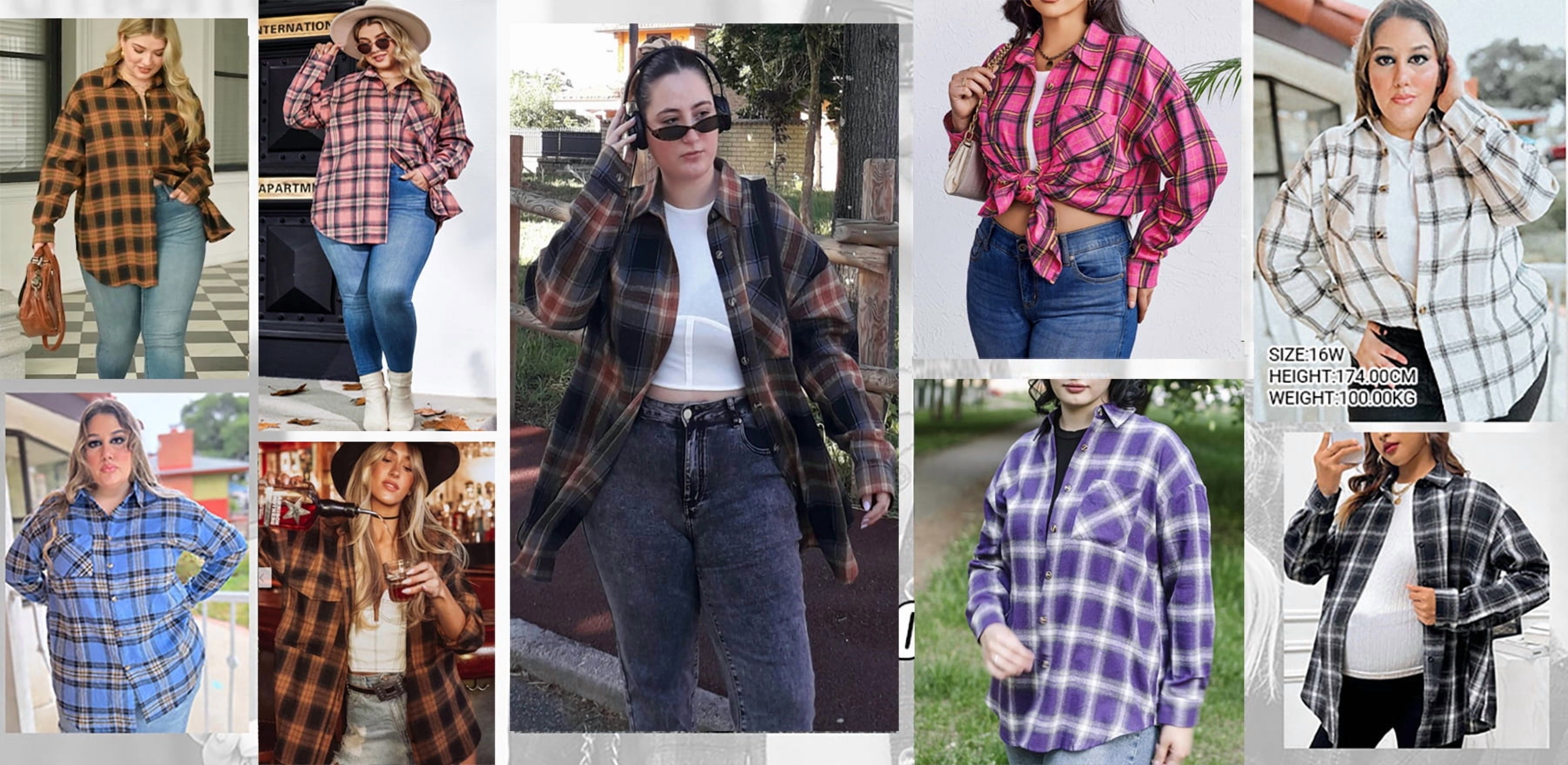 Fantaslook Plus Size Flannel Plaid Button-Down Shirt photo 8