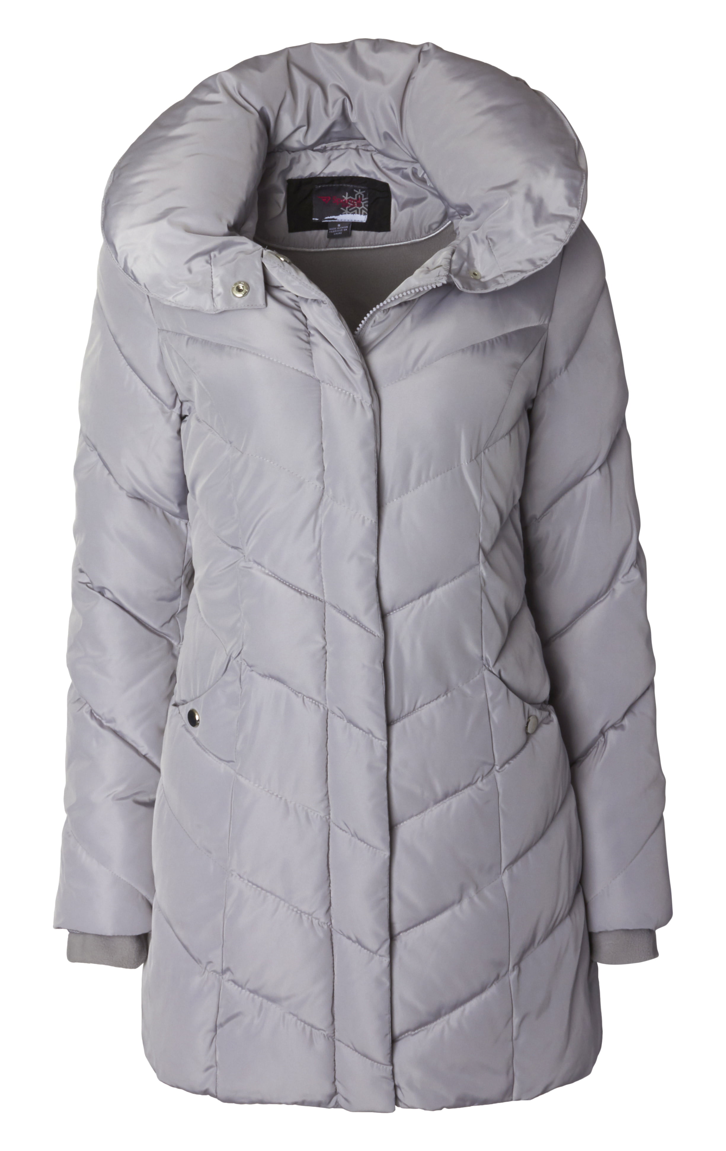 Sportoli Sportoli Womens Winter Fleece Lined Chevron Quilted Puffer