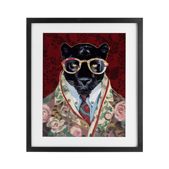Stupell Industries Art Deco Fashionable Scarlet Panther Black Framed Print Under Glass, 17 x 21, by Svetlana Aleynikova