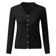thumbnail image 6 of Pxiakgy cardigan for women Womens Solid Button Down Long Sleeve Classic V Neck Knit Cardigan Sweater long cardigans for women Black + US 8, 6 of 7