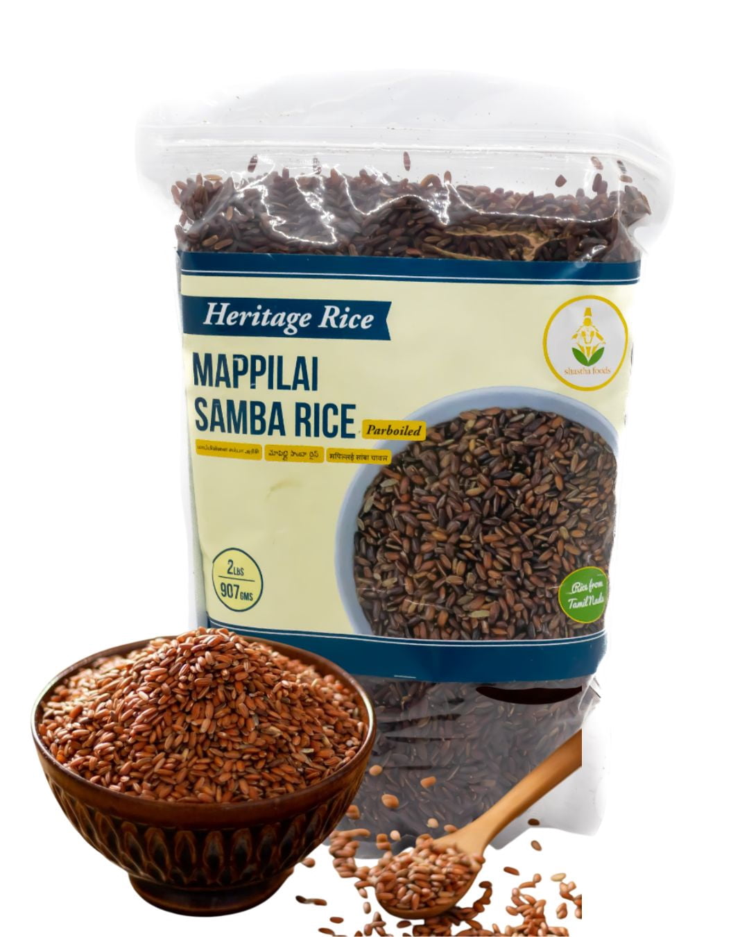 Shastha Unpolished Mappilai Samba Red Rice, 2 lbs, pack of 2