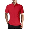 thumbnail image 3 of QIUOMBBP Mens Muscle Polos Shirts Summer Loose Lightweight Fitness Sport Tshirts Short Sleeve Solid Lapel Collared Casual Tee Red XXL, 3 of 7