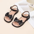 thumbnail image 3 of LNMQLPDBS Toddler Girl Summer Shoes Little Child Soft Bottom Non-Slip Color Block Bow Decoration Sandals Comfort Flat Princess Shoes Girls Sandals Size 12 Dress Shoes for Flower Girl, 3 of 8