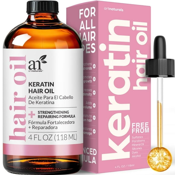 Artnaturals Keratin Hair Oil Invigorating Nourishing Treatment for Hair & Scalp Targeting Dryness Damaged Hair Split Ends All Hair Types (4oz)