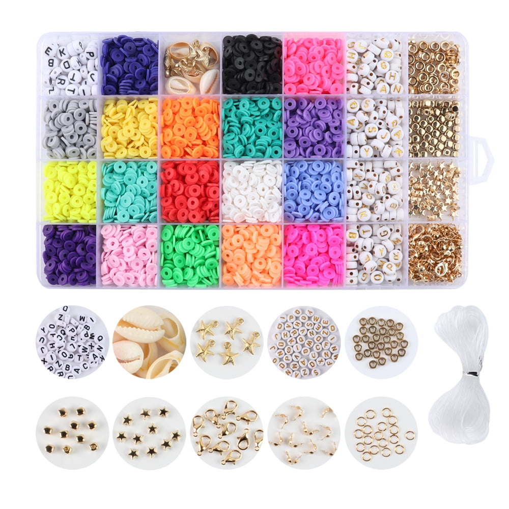 Feildoo 6Mm Diy Crafts Beading Kit Clay Beads Multiple Colors Crafting Necklaces Bracelets