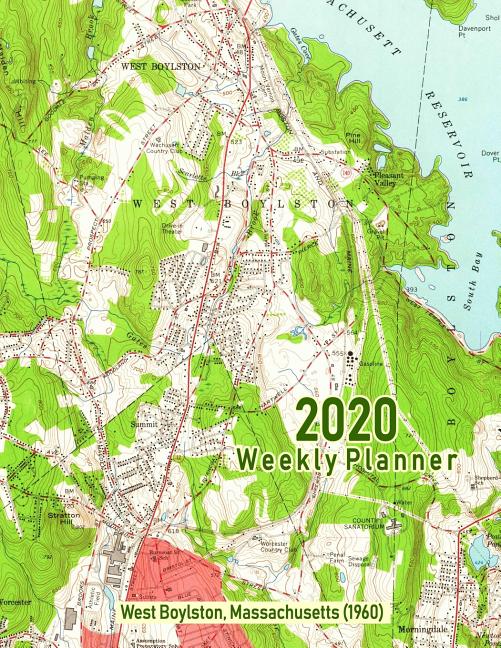 2020 Weekly Planner West Boylston, Massachusetts (1960) Vintage Topo