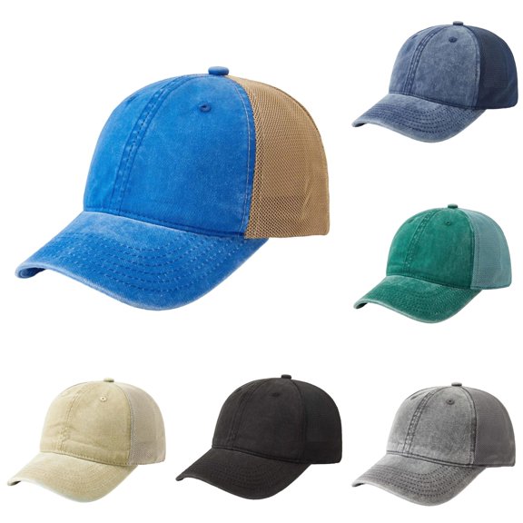 Krdevn Washed Cotton Kids Mesh Back Baseball Cap Lightweight Breathable Adjustable Summer Sun Hat for Unisex Toddler Boys Girls Outdoor Sports Travel Daily Wear