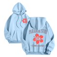 thumbnail image 3 of Blouses for Women Dressy Casual Long Sleeve Winter Loose Fit Hooded Mitten Cold Shoulder Drawstring Floral Leisure Sweatshirt Letters Loose Fit Hooded Sweatshirts Long Sleeves Pockets Pullovers, 3 of 6