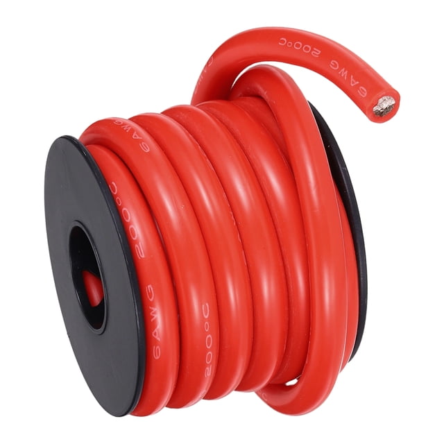 Uxcell 6 AWG Flexible Silicone Wire 3m/10ft Tinned Copper Electrical Wire Red
