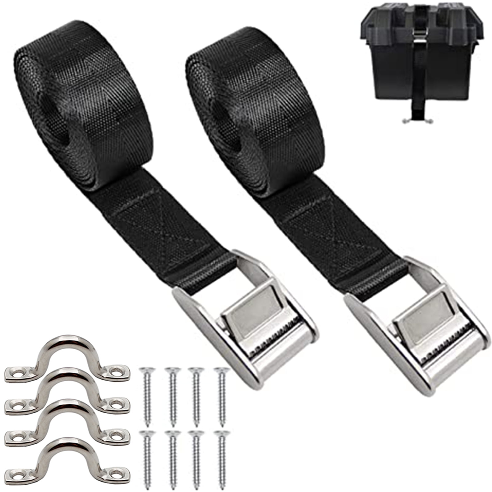 Juiluna Battery Tie Down Straps Kit With Stainless Steel Cam Buckle Stainless Steel Bracket