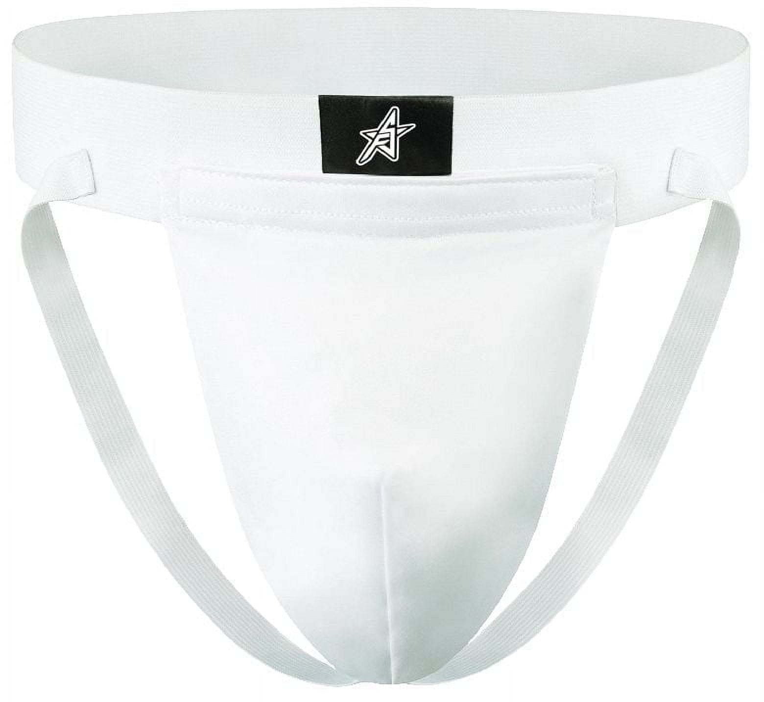 Future Stars Athletic Supporter with Jock Cup and Strap - Adult - Large Size<br>Anti-microbial, machine washable, pro-style protective gear
