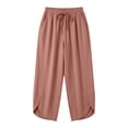 thumbnail image 6 of Tqcoqu Womens Wide Leg Pants Palazzo Casual Flowy Beach Vacation Cropped Summer Drawstring with Pockets,Watermelon Red,Women's S-XXL, 6 of 6
