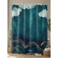 thumbnail image 4 of Shower Curtains Abstract Gold Blue Ocean Wave Bath Curtain Cloud Sky Waterproof Bathroom Shower Curtain Set with Hooks Decoration 72 x 84 Inches, 4 of 7